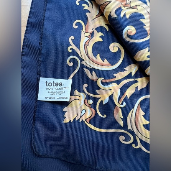 TOTES -Made in Italy/ Women’s Scarf /Color Navy blue, White, Brown & Yellow gold - Picture 3 of 6